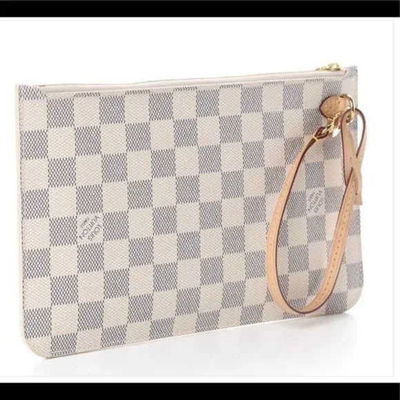 Auth NEW Louis Vuitton Azur neverfull wristlet GM beige interior - Picture 2 of 8